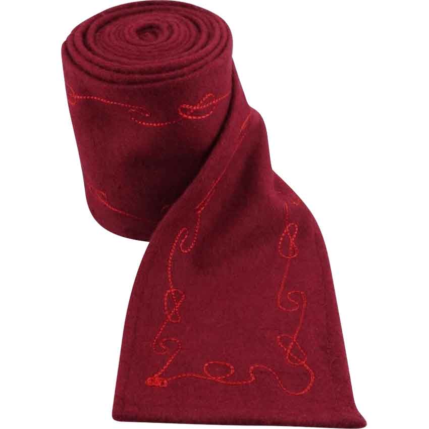Hannes Embroidered Viking Leg Wraps - Red
