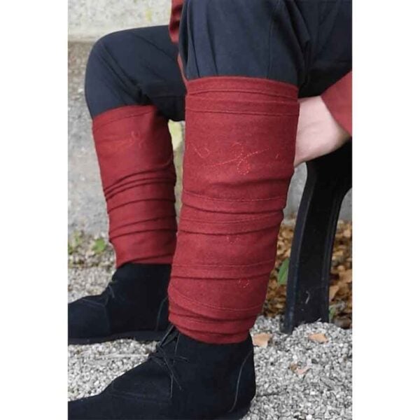 Hannes Embroidered Viking Leg Wraps - Red