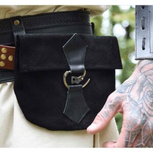 Will Dragon Clasp Leather Belt Pouch - Black