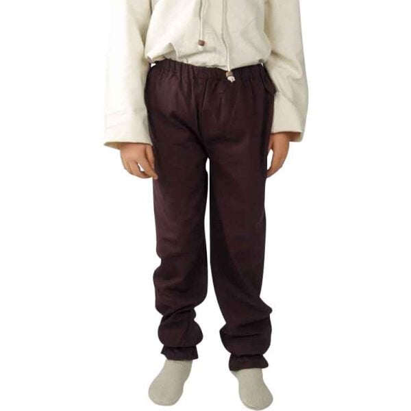 Kids Cotton Medieval Trousers - Brown
