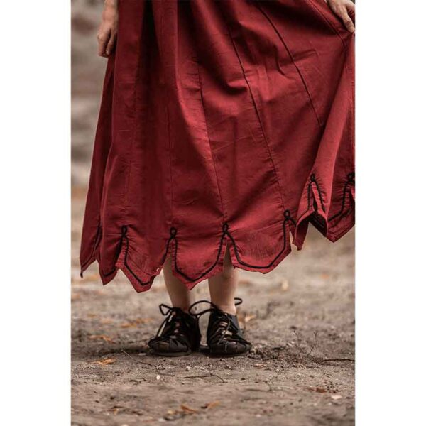 Svenja Embroidered Medieval Skirt - Red