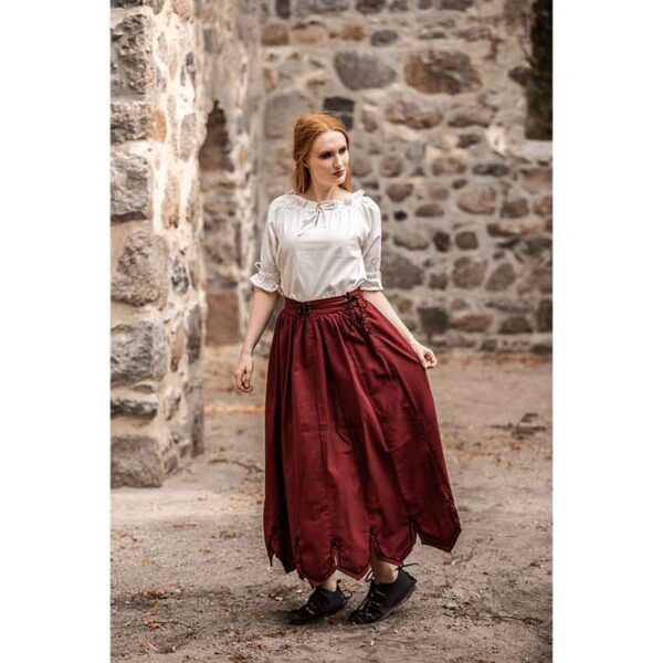 Svenja Embroidered Medieval Skirt - Red