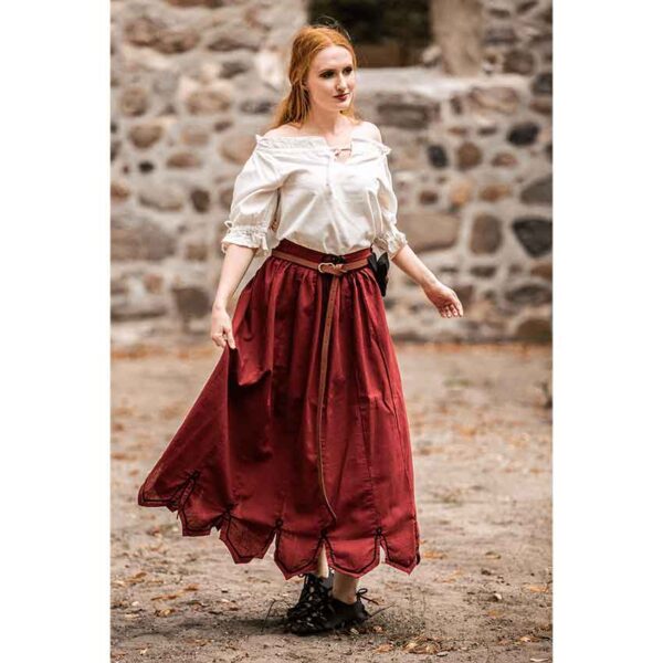 Svenja Embroidered Medieval Skirt - Red
