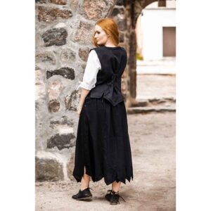 Svenja Embroidered Medieval Skirt - Black