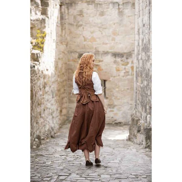 Svenja Embroidered Medieval Skirt - Tobacco Brown