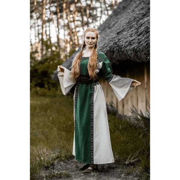 Angie Medieval Princess Dress - Green with Natural