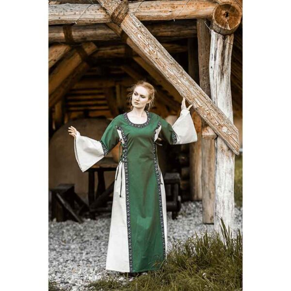 Angie Medieval Princess Dress - Green with Natural