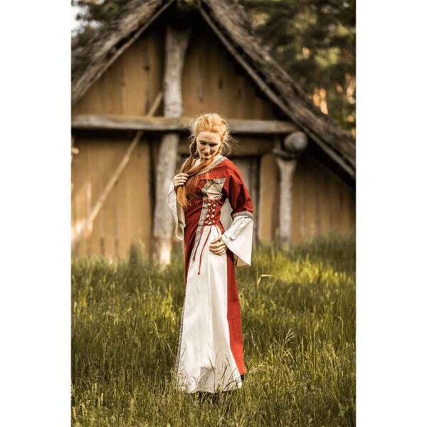 Angie Medieval Princess Dress - Red with Natural