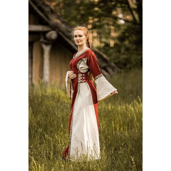 Angie Medieval Princess Dress - Red with Natural