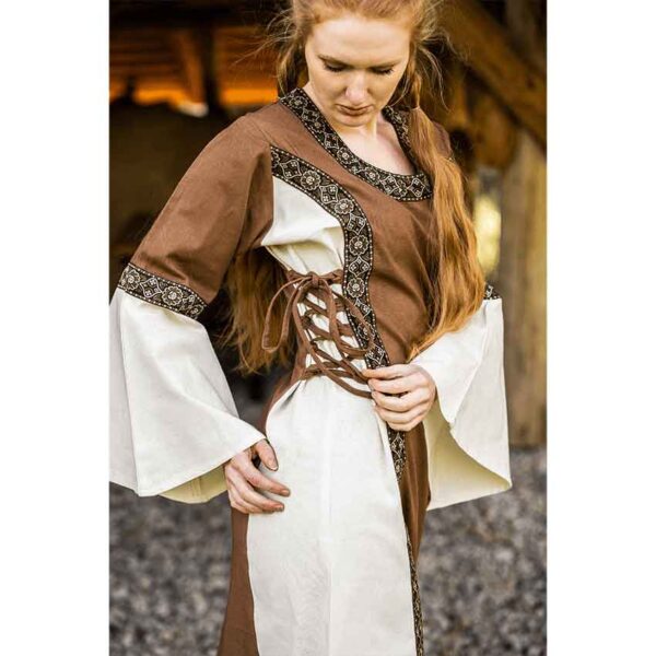 Angie Medieval Princess Dress - Tobacco Brown with Natural