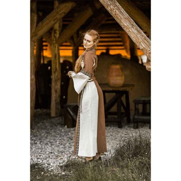 Angie Medieval Princess Dress - Tobacco Brown with Natural