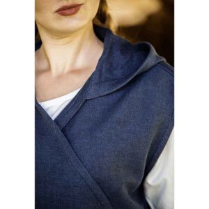 Gerlin Hooded Medieval Wrap Dress - Blue