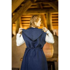 Gerlin Hooded Medieval Wrap Dress - Blue
