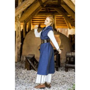 Gerlin Hooded Medieval Wrap Dress - Blue