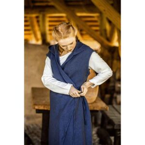Gerlin Hooded Medieval Wrap Dress - Blue