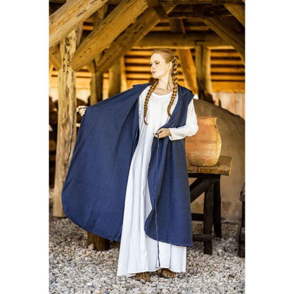 Gerlin Hooded Medieval Wrap Dress - Blue