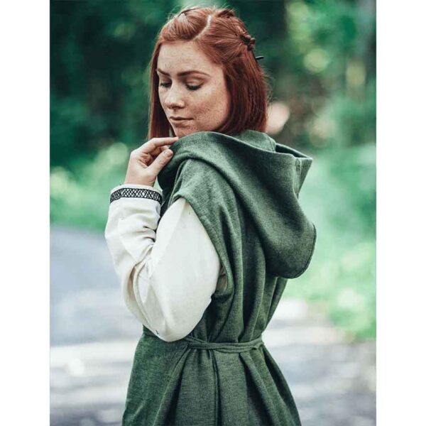 Gerlin Hooded Medieval Wrap Dress - Green