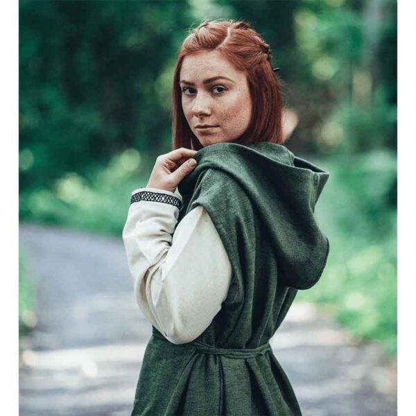 Gerlin Hooded Medieval Wrap Dress - Green