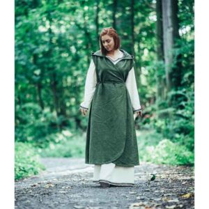 Gerlin Hooded Medieval Wrap Dress - Green