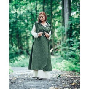 Gerlin Hooded Medieval Wrap Dress - Green
