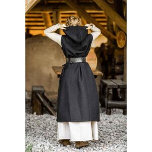 Gerlin Hooded Medieval Wrap Dress - Black