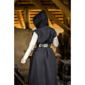 Gerlin Hooded Medieval Wrap Dress - Black