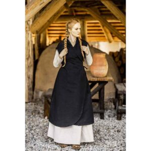 Gerlin Hooded Medieval Wrap Dress - Black