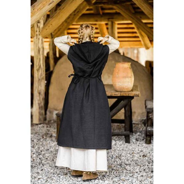 Gerlin Hooded Medieval Wrap Dress - Black