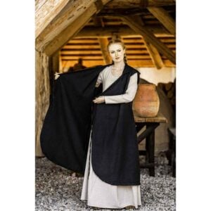 Gerlin Hooded Medieval Wrap Dress - Black