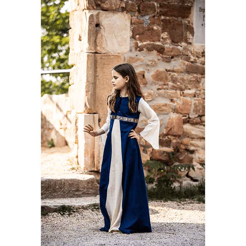 Girls Dress Piccola Donna Blue/Natural XS Girls Dress Piccola Donna Blue/Natural XS
