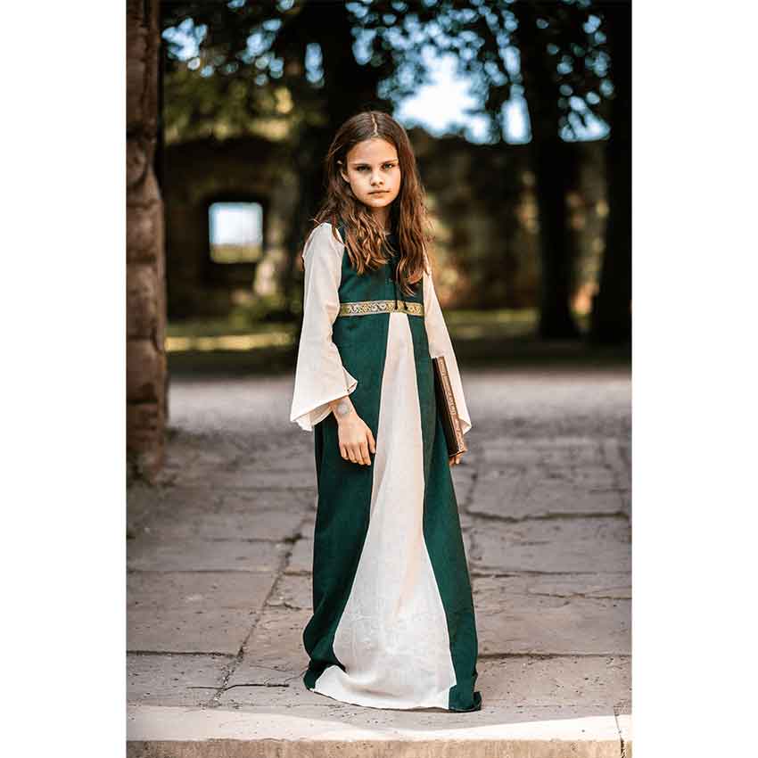 Girls dress Piccola Donna green/Natural XS Girls dress Piccola Donna green/Natural XS