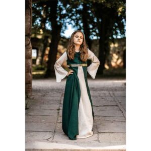 Piccola Donna Girls Medieval Dress - Green with Natural