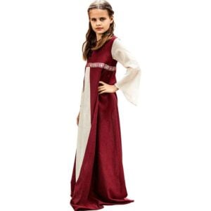 Piccola Donna Girls Medieval Dress - Red with Natural