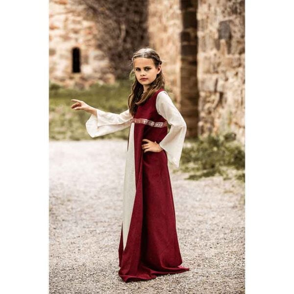 Piccola Donna Girls Medieval Dress - Red with Natural