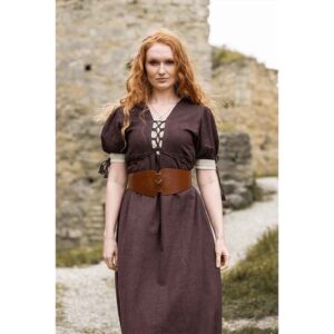 Denise Women's Medieval Summer Dress - Brown with Natural