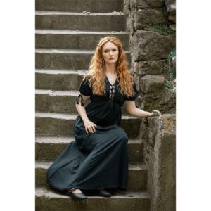 Denise Women's Medieval Summer Dress - Green with Natural