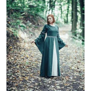 Ava Autumn Medieval Dress - Green with Natural