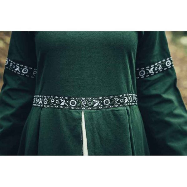 Ava Autumn Medieval Dress - Green with Natural