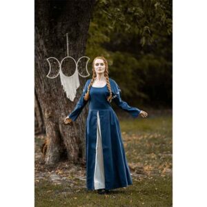 Larina Medieval Dress - Dove Blue with Natural
