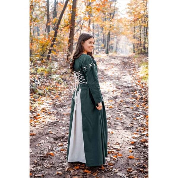 Larina Medieval Dress - Green with Natural