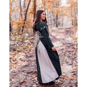 Larina Medieval Dress - Green with Natural