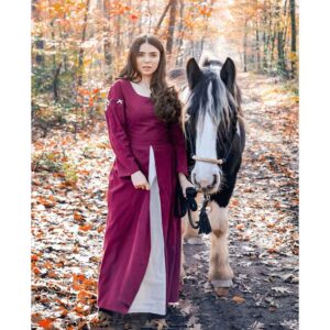 Larina Medieval Dress - Red with Natural