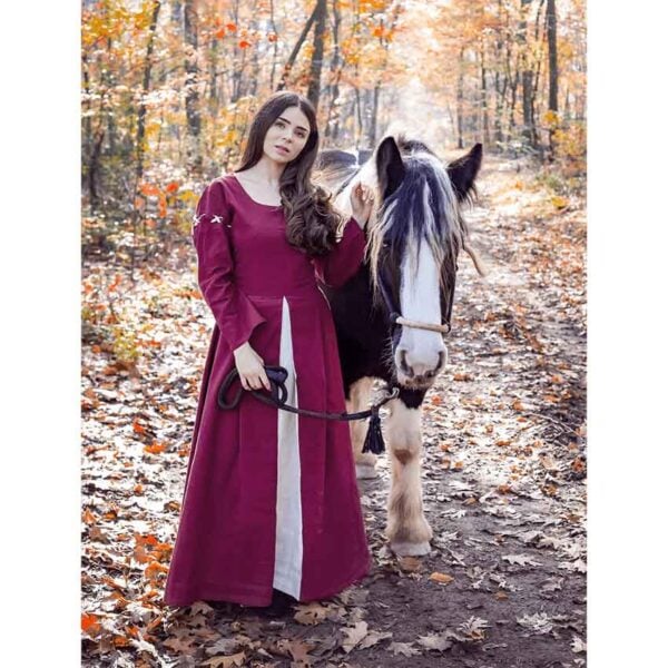 Larina Medieval Dress - Red with Natural