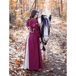 Larina Medieval Dress - Red with Natural