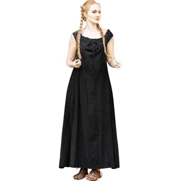 Ella Sleeveless Medieval Dress - Black