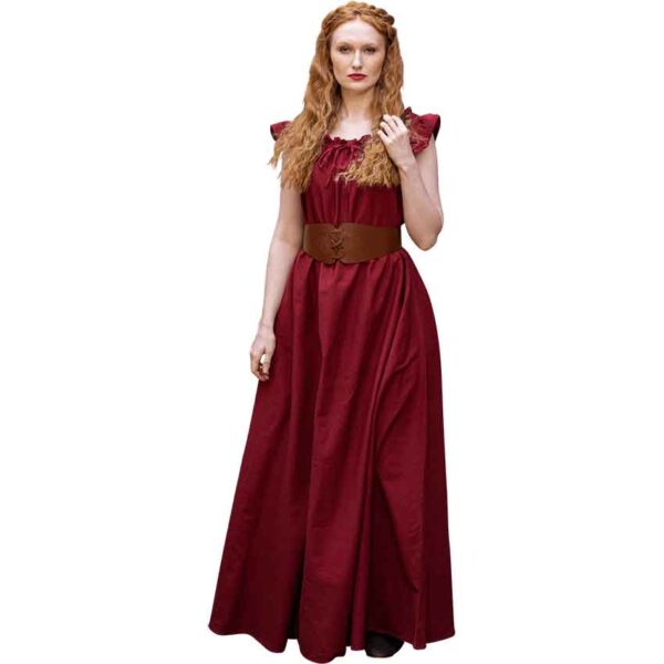 Clara Ruffled Shoulder Medieval Dress - Red