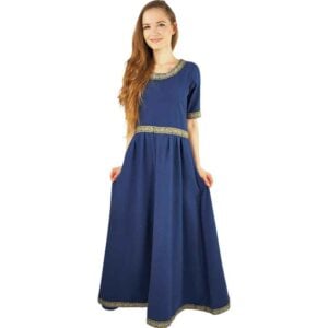 Ennlin Medieval Noble's Short Sleeve Dress - Blue