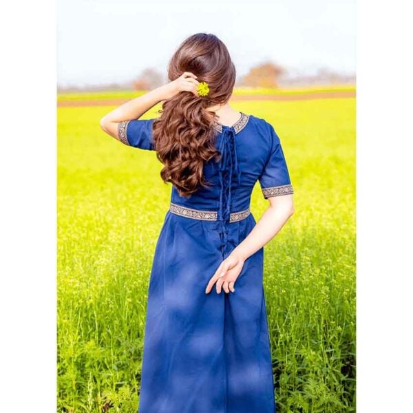 Ennlin Medieval Noble's Short Sleeve Dress - Blue