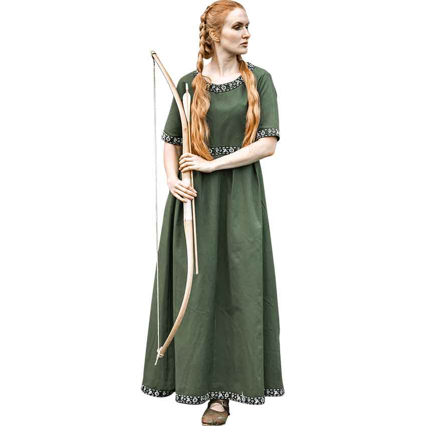 Noble short sleeve Dress with border Ennlin green XXXL Noble short sleeve Dress with border Ennlin green XXXL