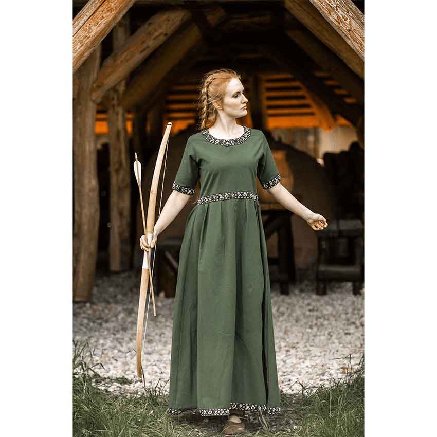 lindsay lohan green dress Hunter Green Split Neck Puff Short Sleeve Tiered Midi Dress